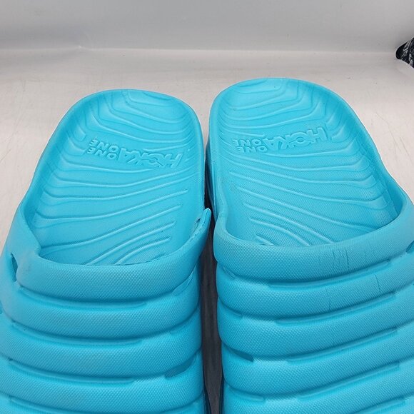 Hoka One One Mens Size 14 Aqua Blue Recovery Slide Sandals Lightweight Cushioned - Picture 12 of 12
